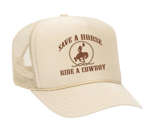 the "save a horse" trucker (tan)